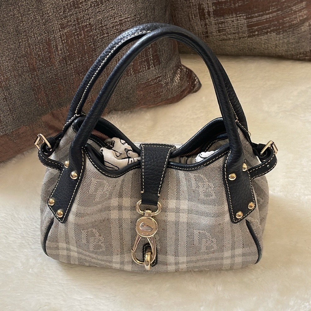 DOONEY & BOURKE Signature Jacquard & Leather Lock Satchel Vintage Plaid